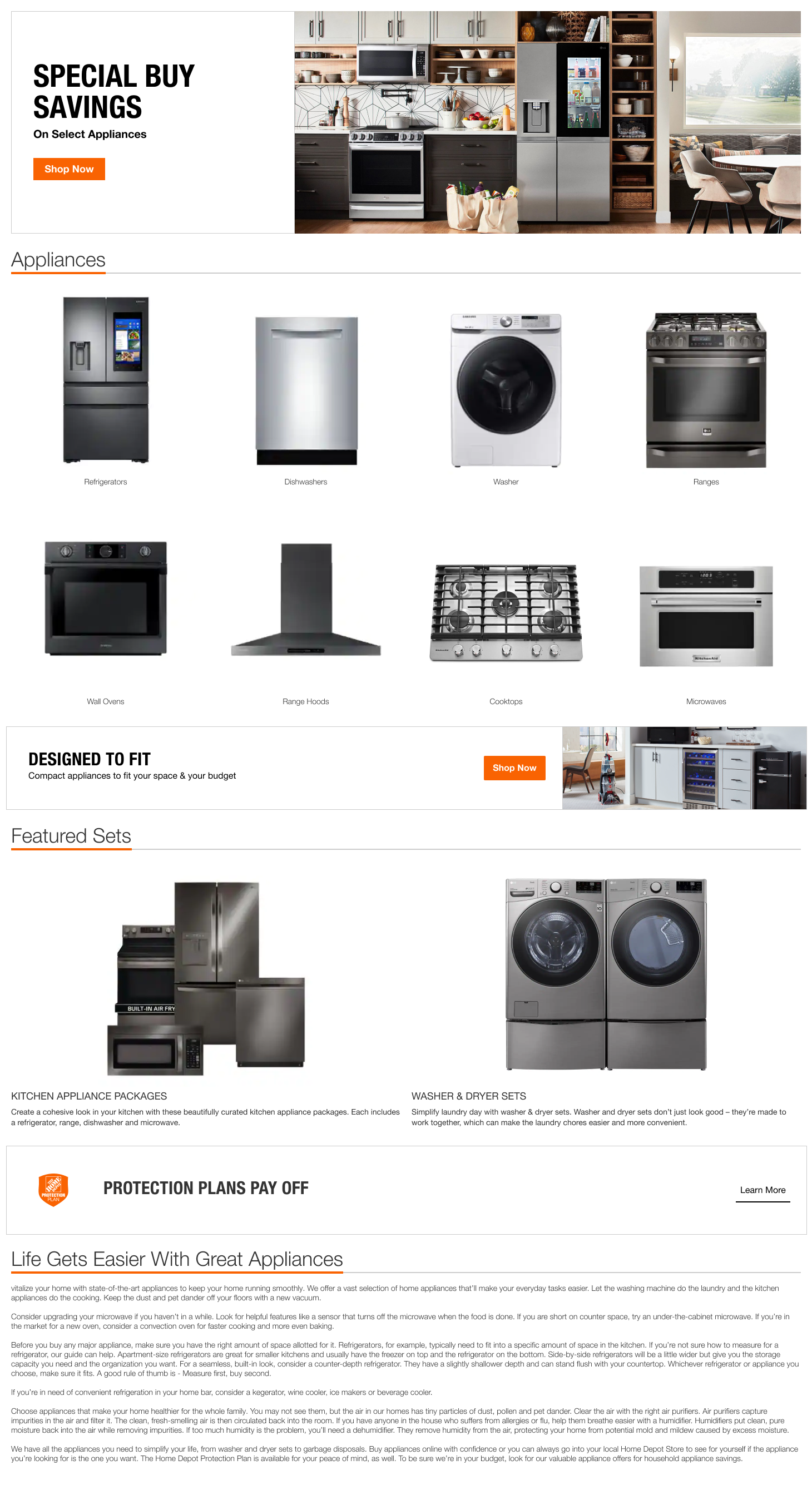 Appliances Category Page