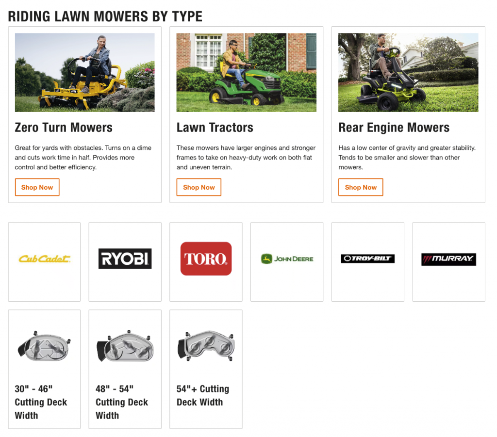 riding mowers by type